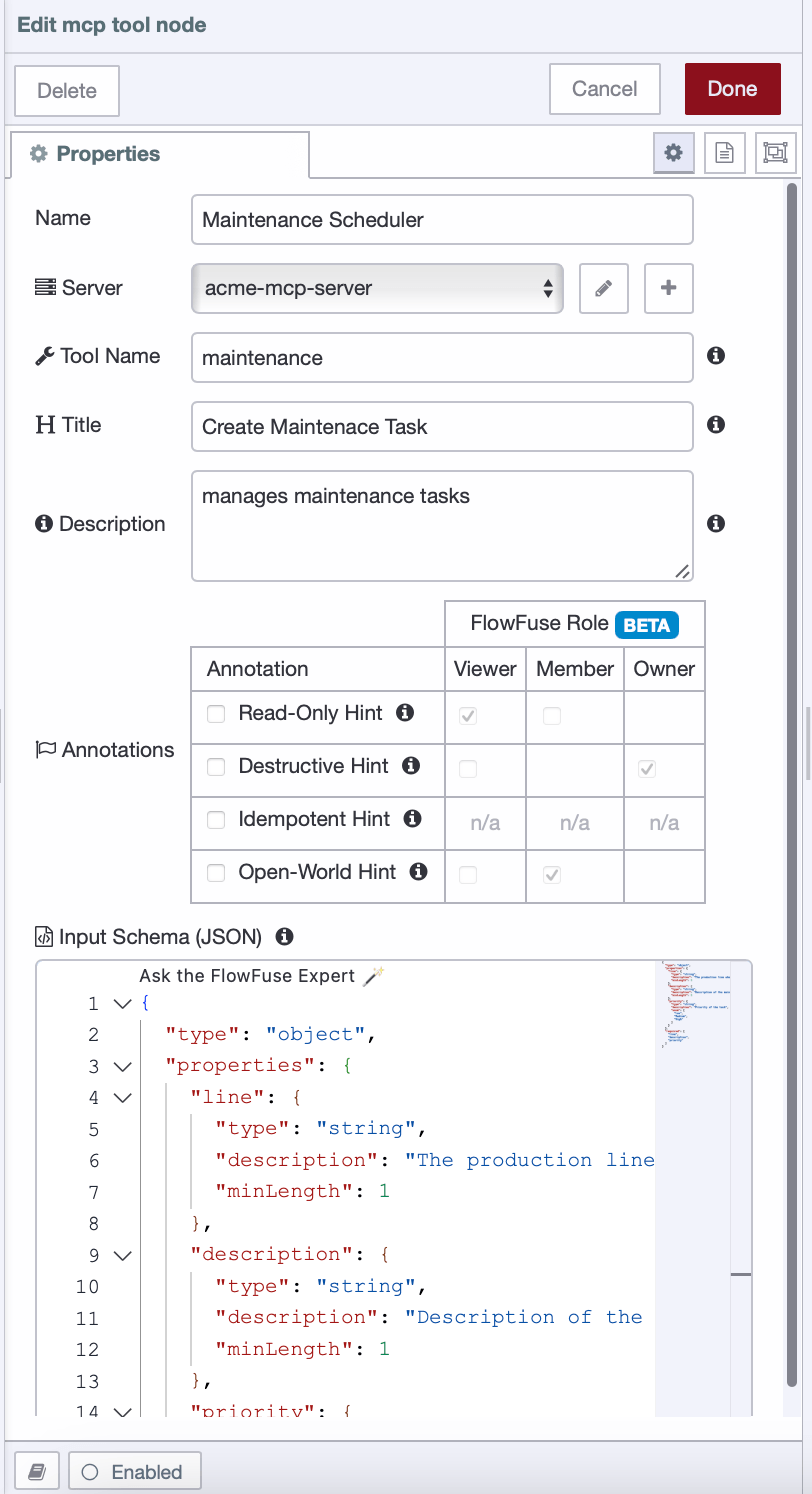 MCP Tool Node Configuration